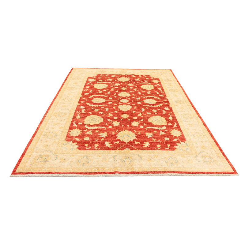 Dhanwati Oriental Hand Crafted Hand Hooked 204 X 290cm Red/Beige Area Rug