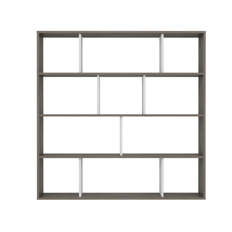 Isaias 145cm H Standard Bookcase, Dark Coffee/White