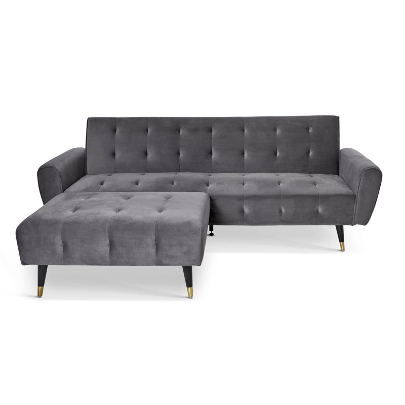 Shiflet 3 Seater Velvet Sofa Bed, Platin Grey