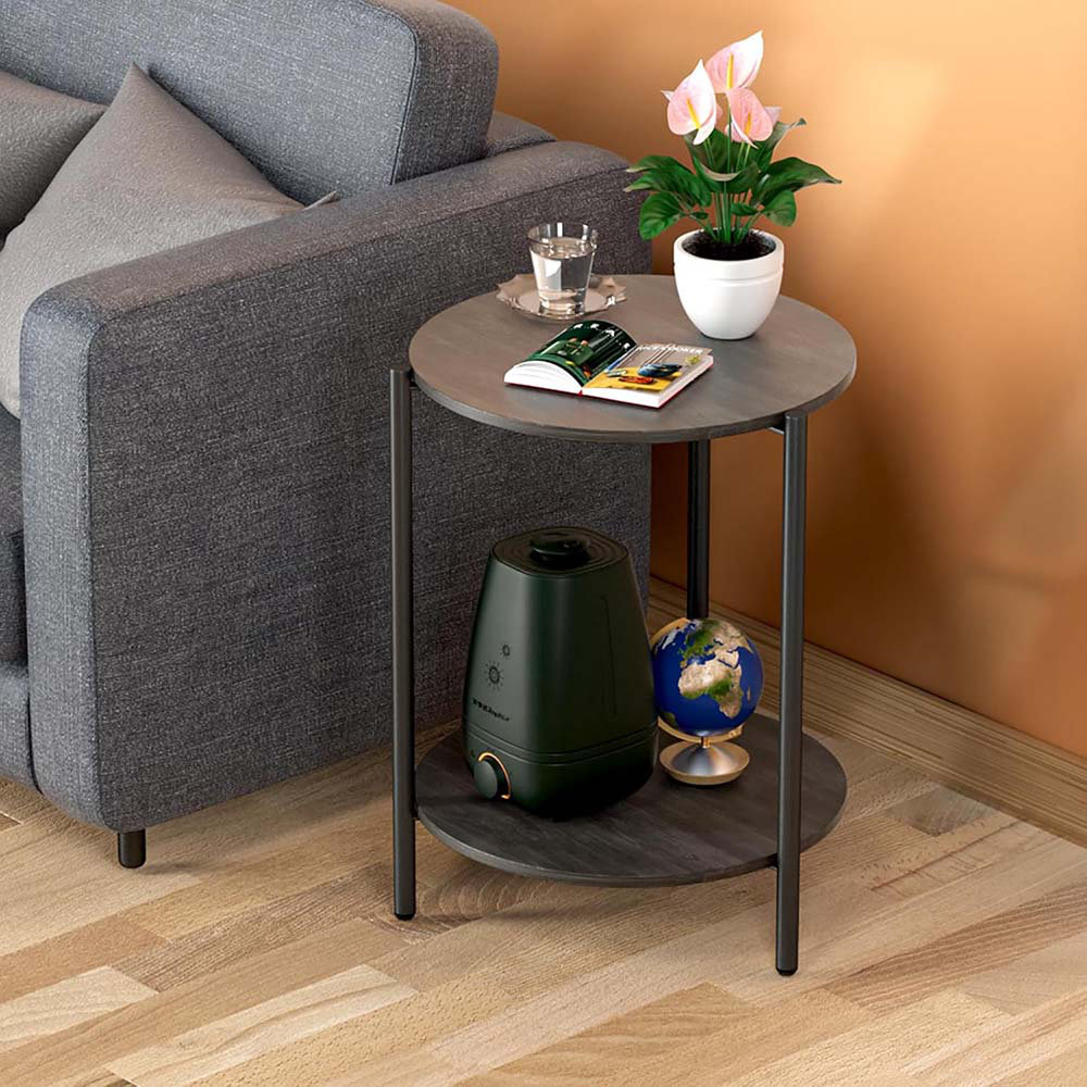 Latitude Run® Round Side Table, 2-Tier Circle End Tables With Storage ...