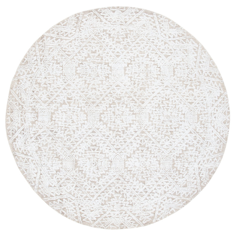 Valor Hand Tufted Wool/Viscose/Cotton Southwestern Rug in Beige, Round 6'