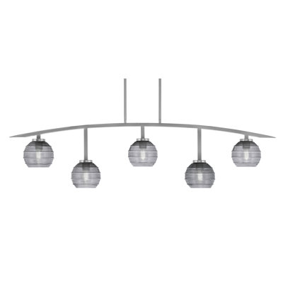 Barre d'éclairage 5 lumières kurve au fini graphite avec verre nervuré de 6 po