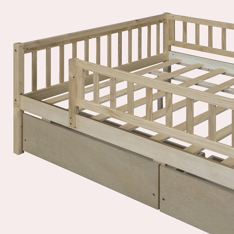 Kallel Daybed with Two Drawers and Guardrails, Full/Double, Brown