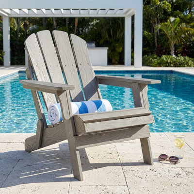 Oversize Embossed Solid Wood Outdoor Folding Adirondack Style Chair 