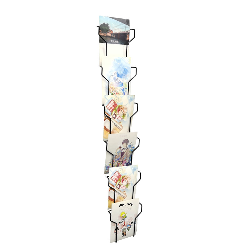FixtureDisplays® Wall Mount 5X7 Inches Pocket Vertical Portrait Width Greeting Card Post Card Display Wire Rack Black 11716