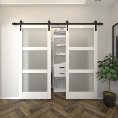 Black Double Door Barn Door Hardware Kit Standard Double
