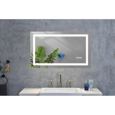 Grand miroir de salle de bain à DEL à brouillard à intensité variable 36 po x 28 po - 3 couleurs, mémoire, fixation murale pour soins de la peau à intensité variable, modes de couleurs, maquillage
