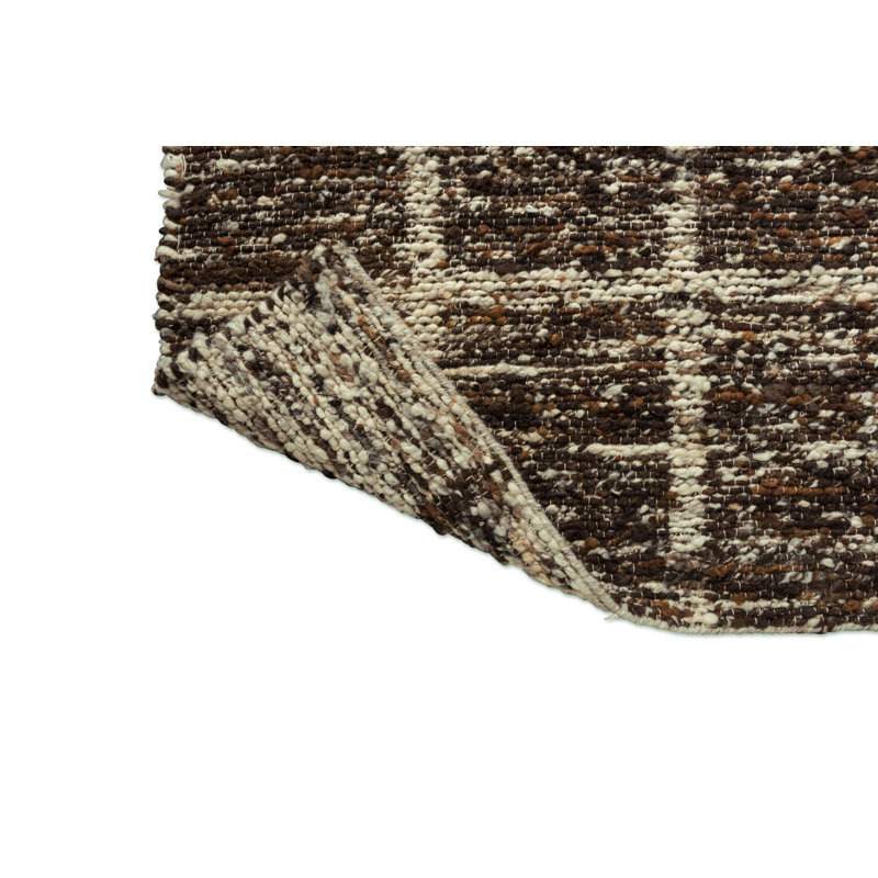 Wool Geometric Area Rug in Brown, Rectangle 4'7" x 6'7"