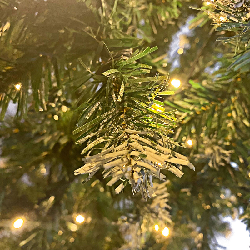 Arbre de Noël à l'envers vert, pin pré-éclairé 7,4 pi avec lumières DEL blanc chaud et base en métal