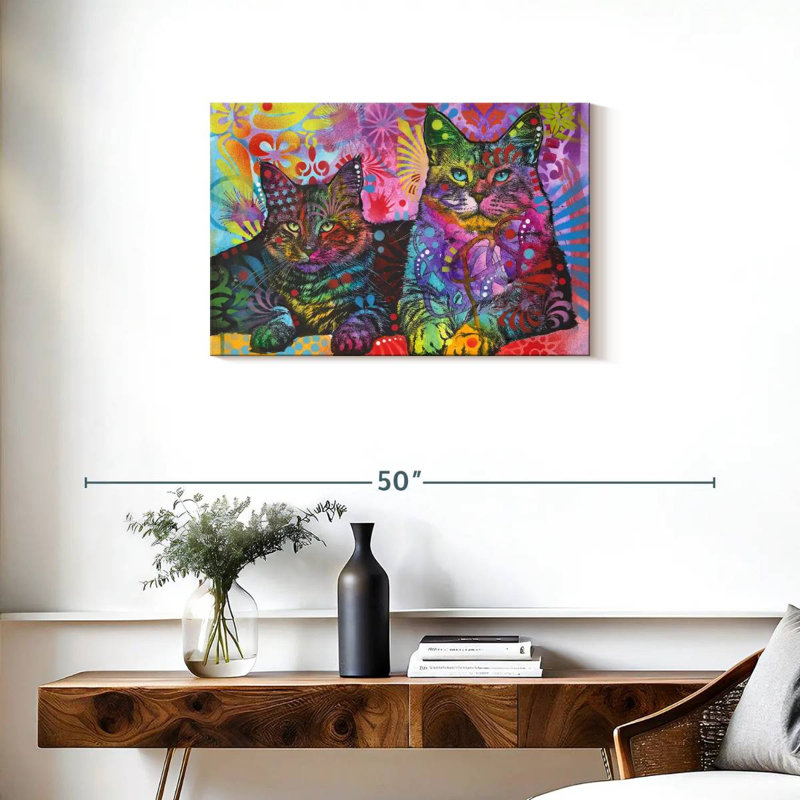 Deux chats, H 20 po x l 30 po