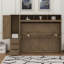 Lit escamotable double avec garde-robe, tiroirs et tablettes