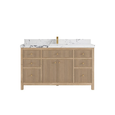 60 " W Freestanding Standard Free Standing Single Double Single Vanity Bathroom Vanity With Top