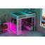 Lit mezzanine double en métal avec bureau intégré, garde-robe ouverte et trois tiroirs de rangement en lin pour une utilisation optimale de l'espace et un confort de jeu-1173959954