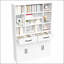 Bibliothèque de 71 pouces de hauteur en métal avec tablettes, tiroirs et portes réglables pour un rangement polyvalent et un style industriel