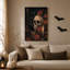 «Black Crows and Skull with Red Roses», art mural sur toile-1670456496