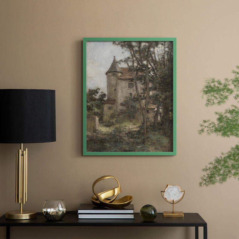 Vintage Landscape CCIII Framed Print - Solid Wood, 21" H x 17" W, Green
