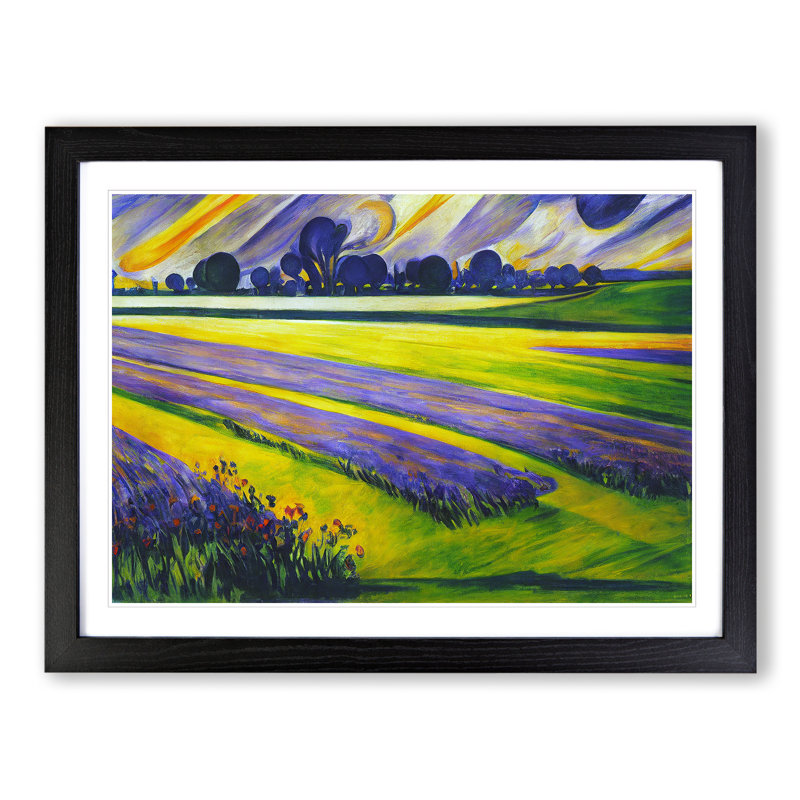 Epic Bluebell Field - Single Picture Frame Print, 46cm H x 64cm W, Black