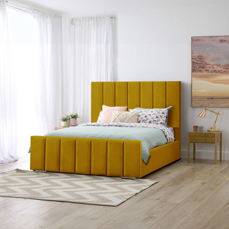Ashelynn Upholstered Platform Bed, Double (4'6), Turmeric