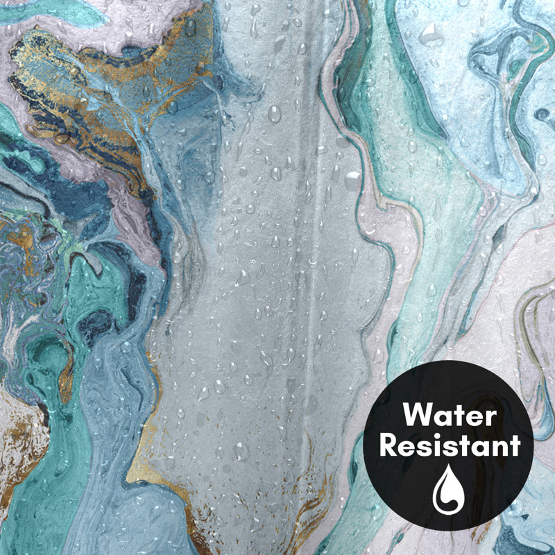Abstract Shower Curtain Marble Petroleum by PI Creative Art, Aquamarine