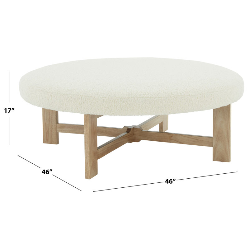 Vinny Round Ottoman, Cream Boucle
