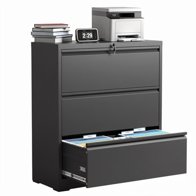 Classeur en métal avec serrure, classeur en acier spacieux pour le bureau, avec une conception anti-basculement, convenant aux bureaux, salles d'étude et salons, dossiers de format lettre / légal / f4 / a4