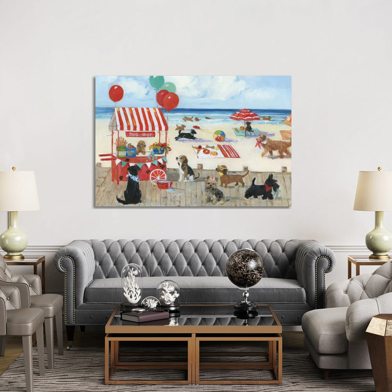 «Beach Bark Park I» par Sally Swatland - reproduction d'art, Toile tendue, Pas de tapis, H 40 po x l 60 po x 1,5 po