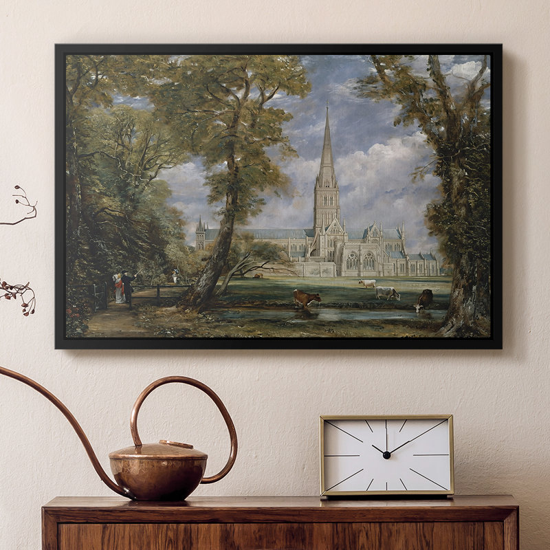 Cathédrale de Salisbury vue de l'évêché, v. 1825 - John Constable, toile tendue avec châssis encadrée, 16 x 24, Noyer