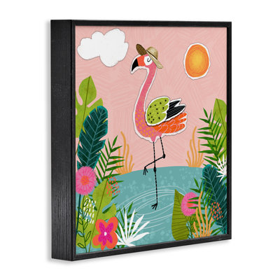 Tropical Flamingo Pond Framed Giclee Art by Tina Finn