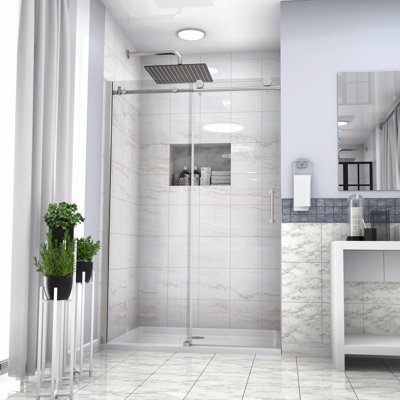 Shower Door 48" W X 76"H Single Sliding Bypass Shower Enclosure