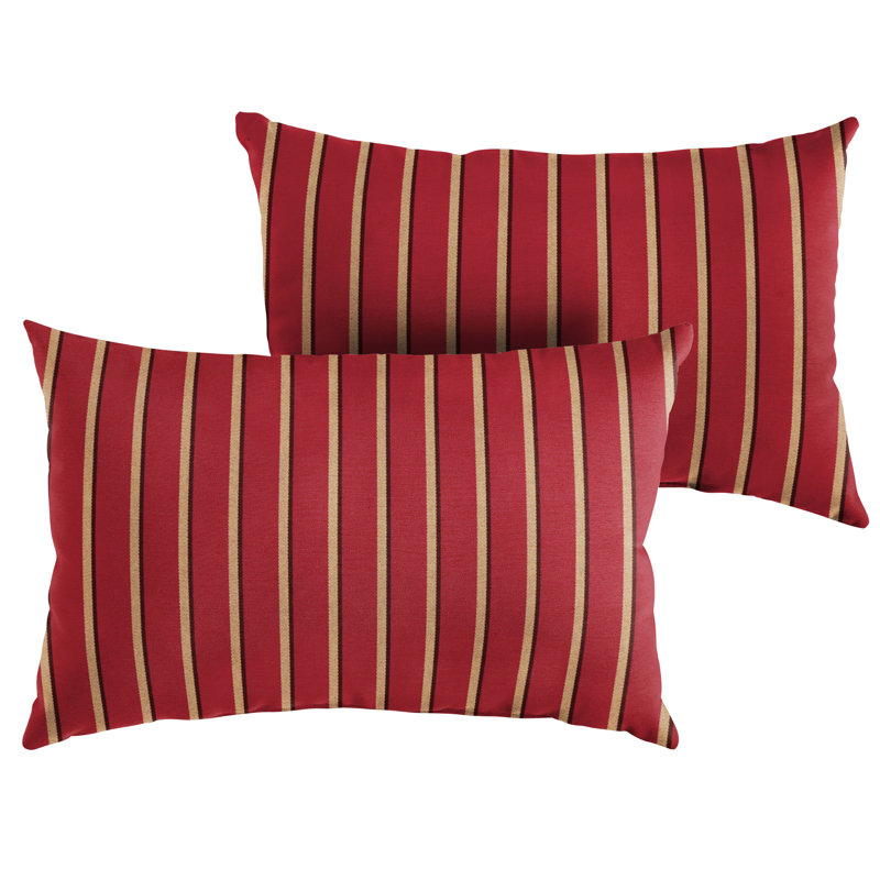  Housse et insert de coussin extérieur rayé Sunbrella, Rouge, H 12 po x l 18 po