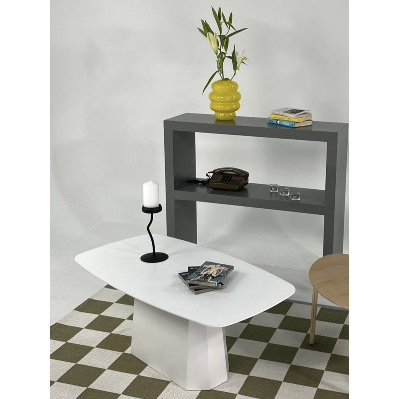 Table basse moderne blanche, 100% panneau de fibres à densité moyenne, 39,4 x 16,5 x 21,7 pouces | Conception élégante de couleur unie, fabrication durable, parfaite pour le salon et les espaces contemporains | Décoration élégante et fonctionnelle