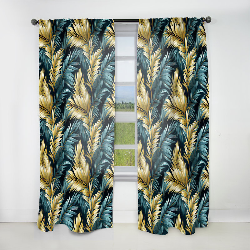 Motif tropical Palm Breeze - Rideau floral - Velours obscurcissant - 1 panneau, L 52 po x L 95 po