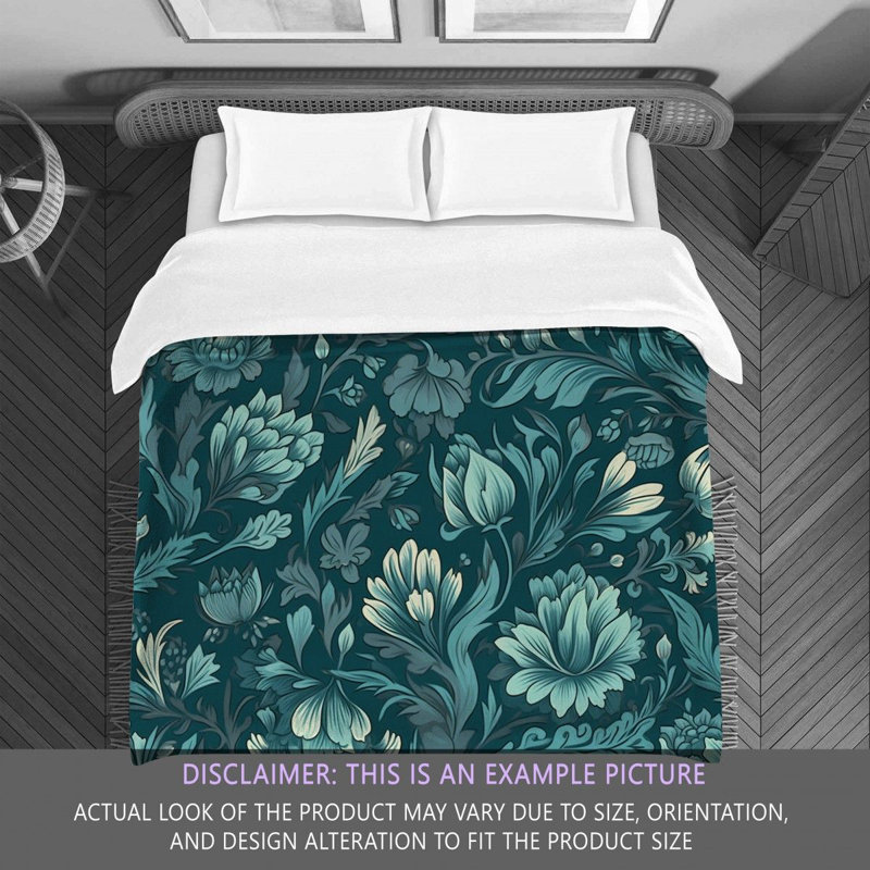 Botanical Navy/Turquoise Microfiber Comforter, Twin Comforter