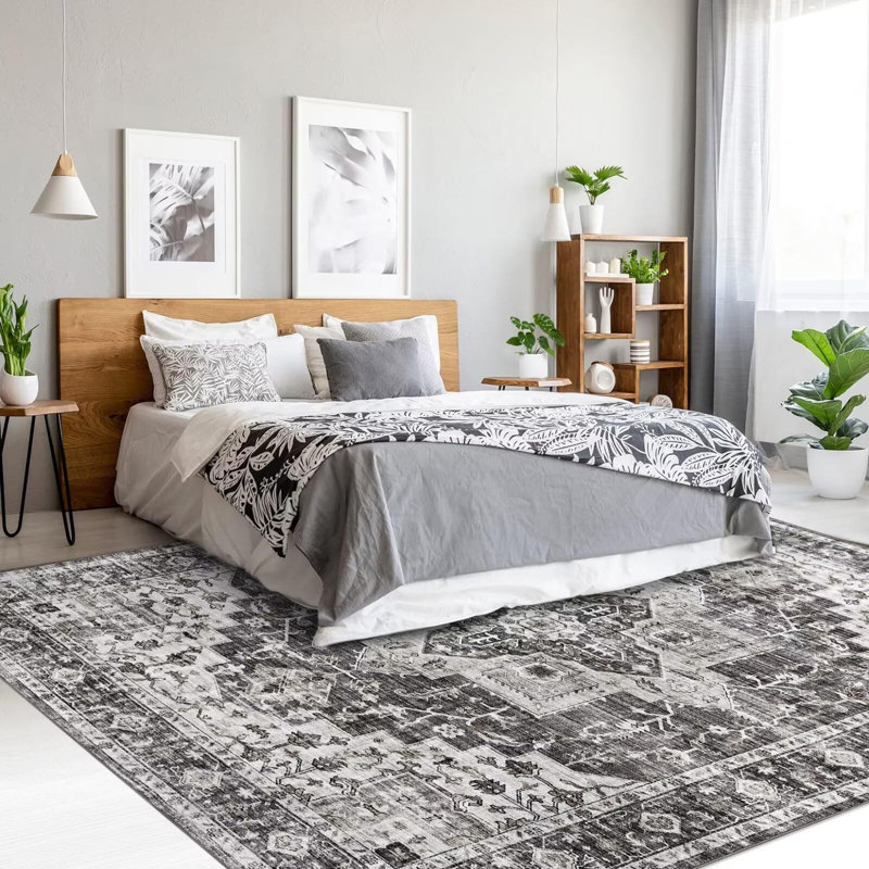 Grand tapis oriental de style bohémien pour chambre à coucher, tapis rétro antidérapant à médaillon