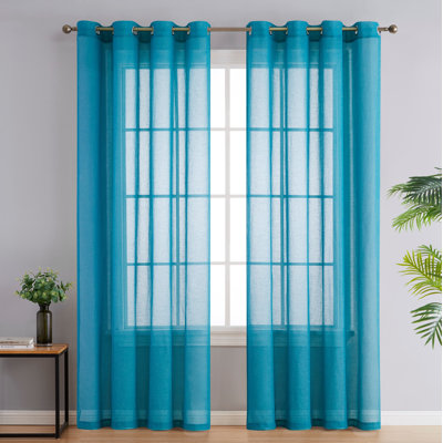 Linen Semi-Sheer Grommet Curtain Panels