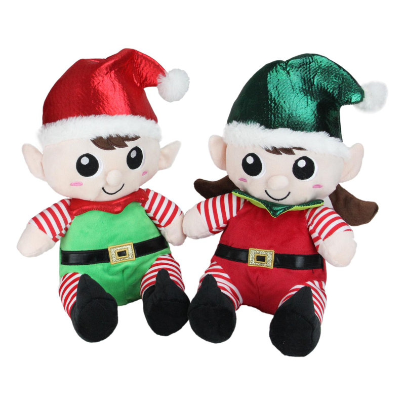 Ensemble de 2 figurines elfes de Noël garçon 13 po