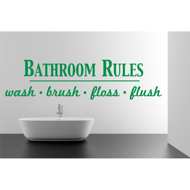 Décalcomanie murale règles de salle de bain, Vert clair, H 9 po x l 36 po x P 0,01 po