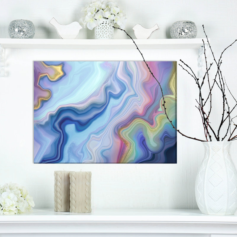« abstract marbleed », impression, H 20 po x l 20 po x P 1 po, Toile tendue