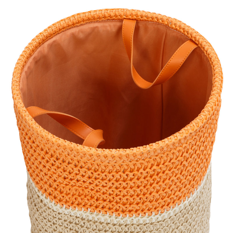 Ensemble de paniers en tissu 3 pièces, Orange / brun