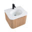 Meuble-lavabo mural 24 po, profil courbé avec finition en bois naturel, lavabo en marbre de culture, tiroir spacieux pour le rangement des cosmétiques - conception intégrée en pouces, bois à texture ondulée, fermeture en douceur-1476024670