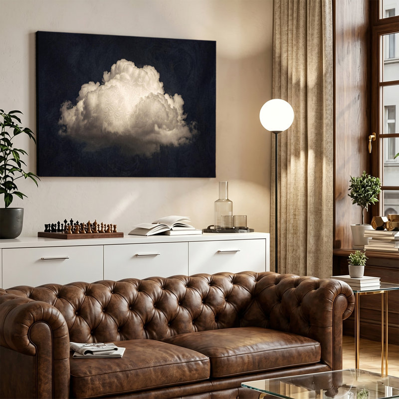 Toile tendue avec toile ornée de nuages sur fond sombre, 20x30in