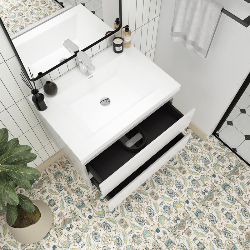 Meuble-lavabo simple avec plateau Gombach, Blanc