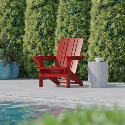 Barnason Commercial Grade All-Weather Adirondack Chair with Swiveling Cupholder