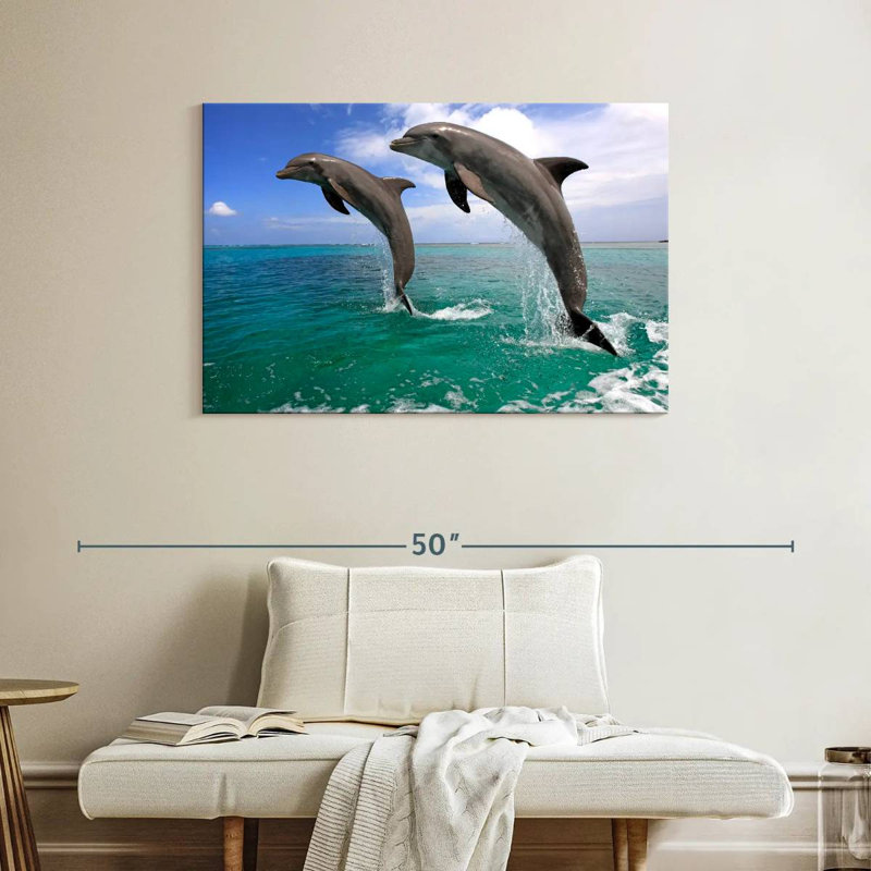 Two Jumping Dolphins, 26" H x 39" W