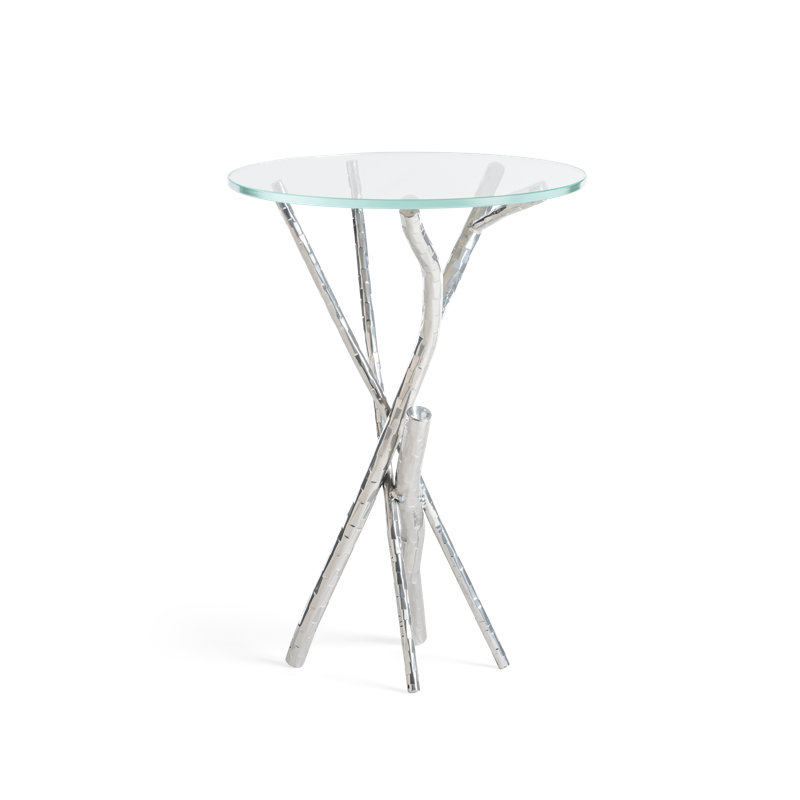 Brindille Glass Top Accent Table, Sterling