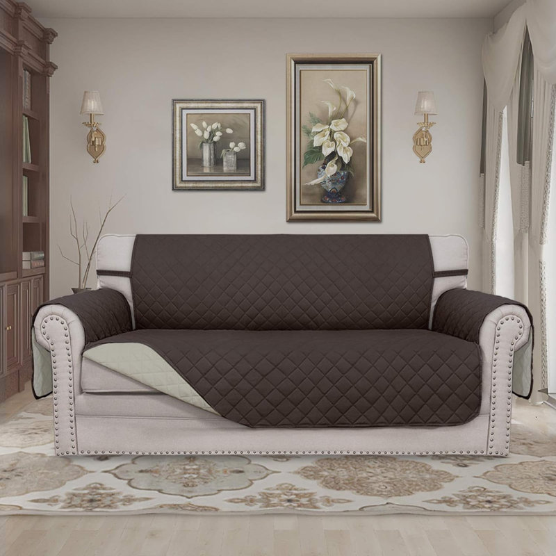 Housse pour canapé réversible, Chocolat / tissu beige, H 6,54 po x l 12,1 po x P 11,22 po