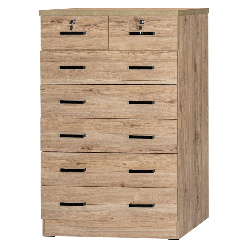 Maray 31.5'' W 7 - Drawer Dresser, Natural Oak