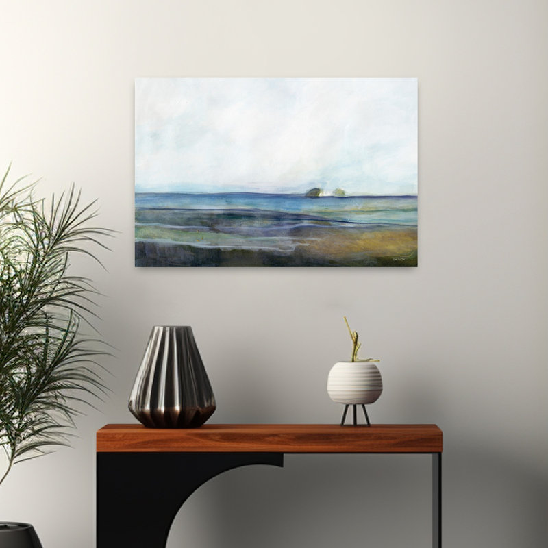 «Distant View 1 Abstract Contemporary Landscape Ocean Art», H 16 po x l 24 po