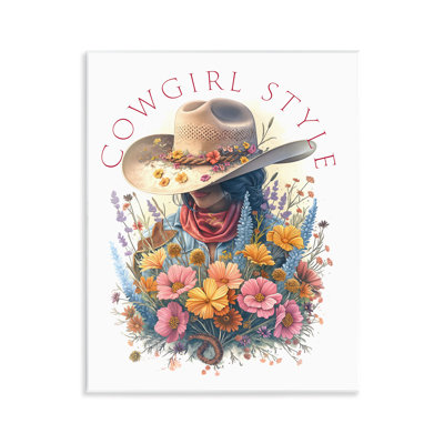 "Cowgirl Style with Florals", art mural sur bois par Steve Hunziker