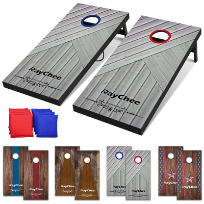 4×2 MDF Cornhole Board Set with 8 All-Weather Bean Bags, Built-in Scorer & Carrying Handles for Outdoor Lawn Games
